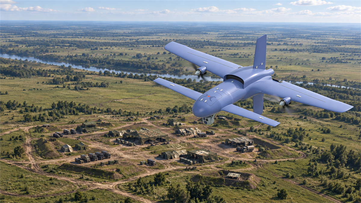 Battlefield monitoring, communication relay, long-range target tracking and strike.